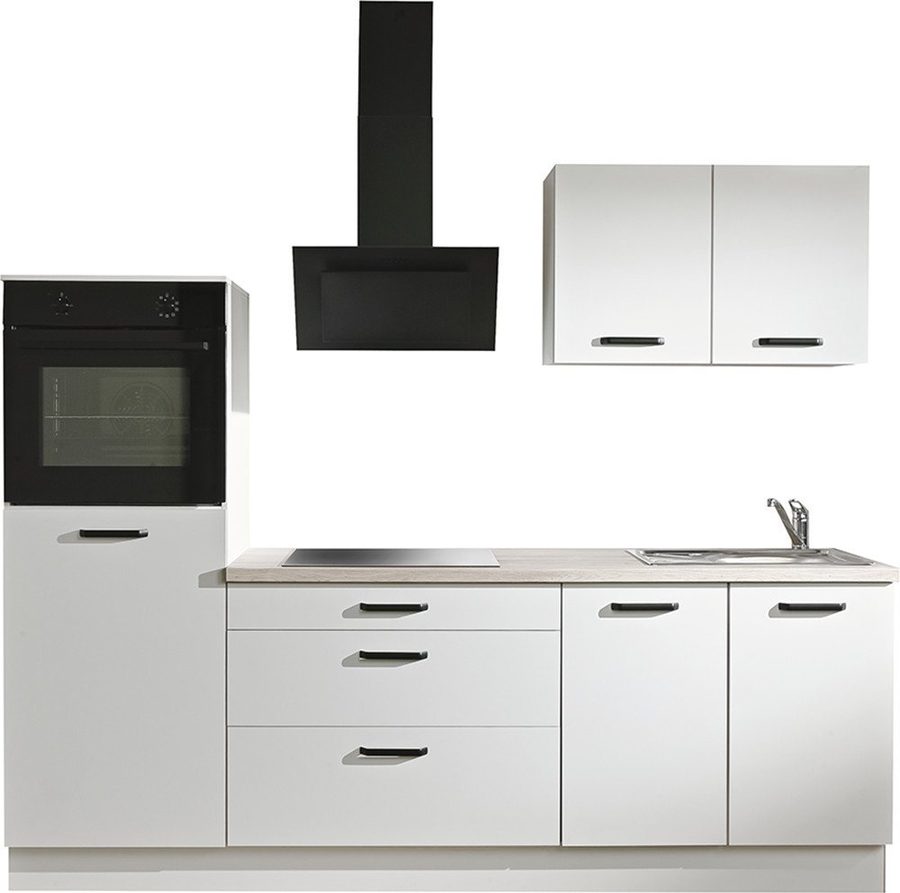 wiho Küchen Küchenzeile Compact: Kleines Format, große Ausstattung, optional mit E-Geräten, Variante ohne Kühlschrank, Breite 240 cm