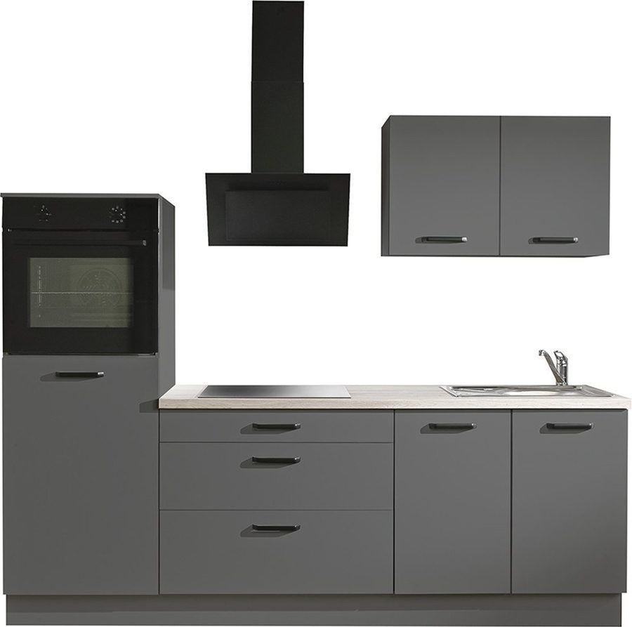 wiho Küchen Küchenzeile Compact: Kleines Format, große Ausstattung, optional mit E-Geräten, Variante ohne Kühlschrank, Breite 240 cm