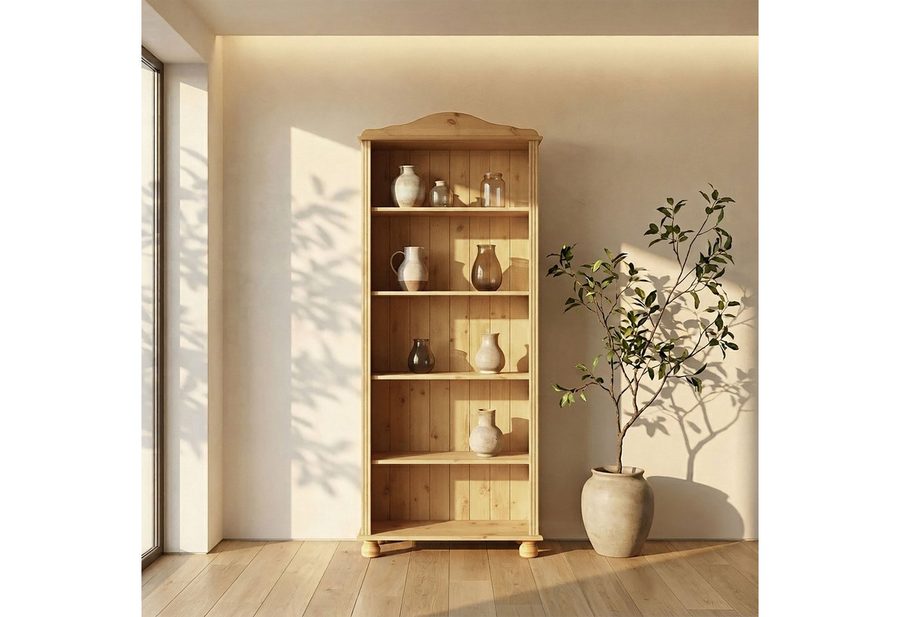 OTTO home Regal Mette Bücherregal mit 5 offenen Fächern, aus massivem Kiefernholz, in unterschiedlichen Größen und Farben von OTTO home