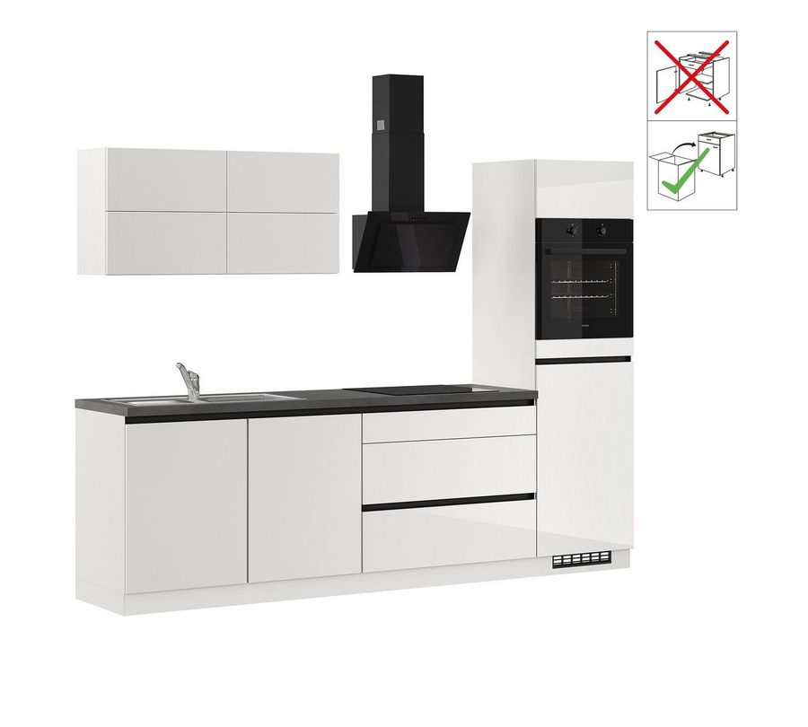 IMPULS KÜCHEN Küchenzeile "Hamburg", Ausrichtung wählbar, Schubkästen mit Soft-Close, vormontiert,wahlweise mit E-Geräten, Breite 280 cm