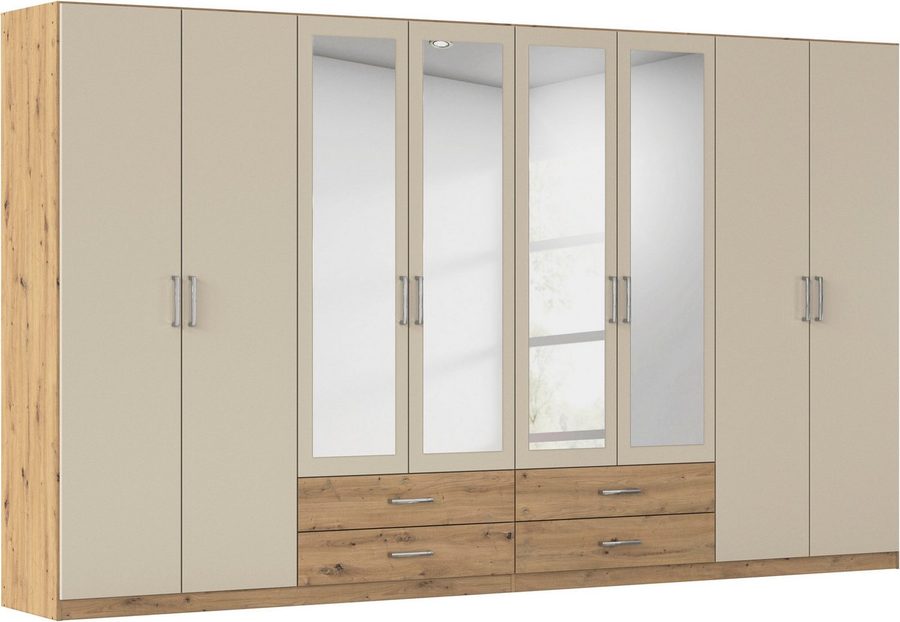 rauch Kleiderschrank Schrank Garderobe Ankleide GAMMA Breiten 91/136/181/226/271/315/360 cm (in 3 Ausstattungen BASIC/CLASSIC/PREMIUM (inkl. SOFT-CLOSE-Funktion) verschiedene Griff-Varianten, mit Spiegel TOPSELLER MADE IN GERMANY