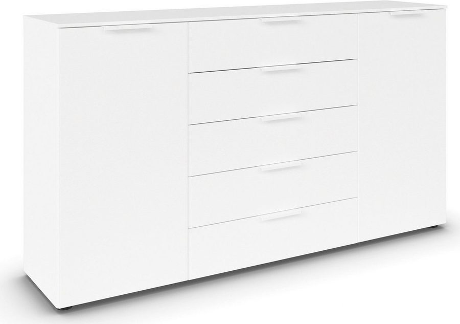 rauch Schubkastenkommode Flipp Schubladenkommode Wäscheschrank Schrank (Breite 160/180 cm mit 4 Einlegeböden), 2-türig mit 5 Schubladen und Soft-Close-Funktion in zwei Breiten von Rauch