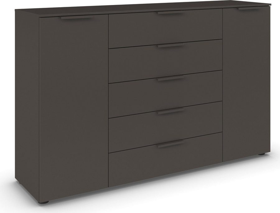 rauch Schubkastenkommode Flipp Schubladenkommode Wäscheschrank Schrank (Breite 160/180 cm mit 4 Einlegeböden), 2-türig mit 5 Schubladen und Soft-Close-Funktion in zwei Breiten von Rauch