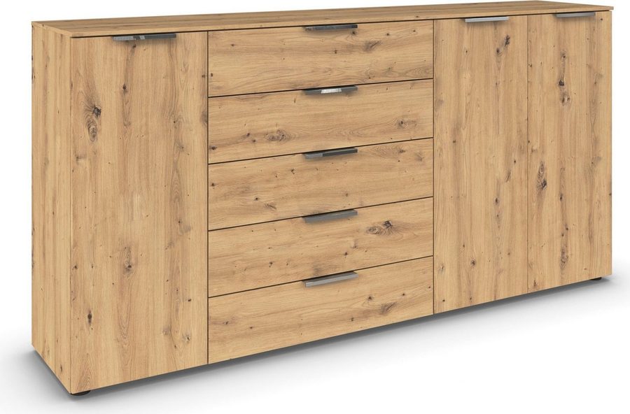 rauch Schubkastenkommode Kommode Türkommode Sideboard Kombikommode FLIPP (Breite 200 cm mit 4 Einlegeböden), 3-türig mit 5 Schubladen und Soft-Close-Funktion von Rauch