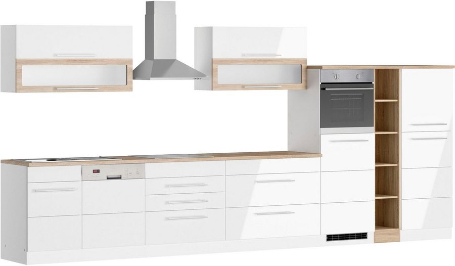 KOCHSTATION Küchenzeile KS-Wien, Breite 440 cm, wahlweise mit E-Geräten