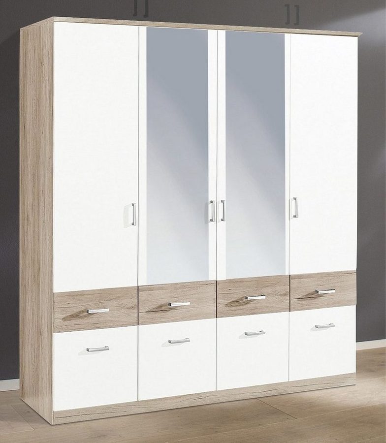 rauch Kleiderschrank Kleiderschrank Schrank Garderobe deckenhoher Schrank BREMEN (optional mit Spiegel, Breiten: 91/136/181 cm, Höhe: 199 cm) in vielen Farbvariationen, inkl. Kranzblende MADE IN GERMANY von Rauch