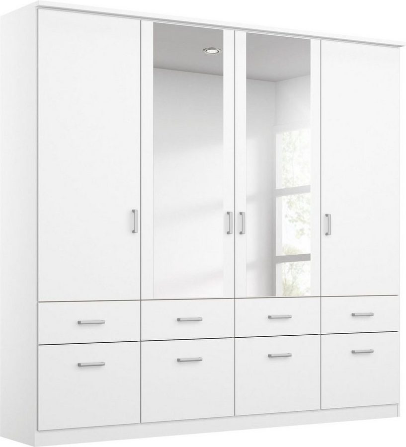 rauch Kleiderschrank Kleiderschrank Schrank Garderobe deckenhoher Schrank BREMEN (optional mit Spiegel, Breiten: 91/136/181 cm, Höhe: 199 cm) in vielen Farbvariationen, inkl. Kranzblende MADE IN GERMANY von Rauch