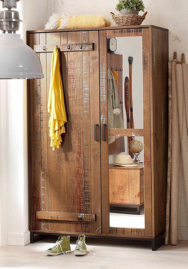OTTO home Garderobenschrank Santos mit besonderen Türfronten und Spiegel, viel Stauraum, Höhe 180 cm