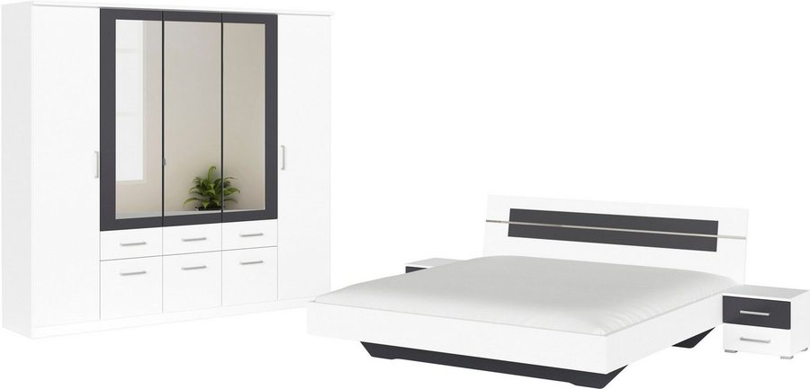 rauch Schlafzimmer-Set Komplettschlafzimmer Schlafzimmer BURANO mit Schrank in 3 Breiten, (Set, 4-tlg), Bett 180x200 cm und 2 Nachttischen MADE IN GERMANY