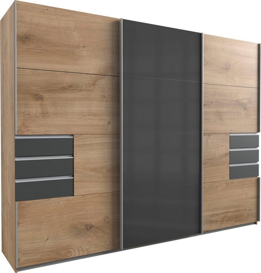 Wimex Schwebetürenschrank Saigon, Kleiderschrank mit Schiebetür mit Glaselementen, 3 Türen, 270cm breit