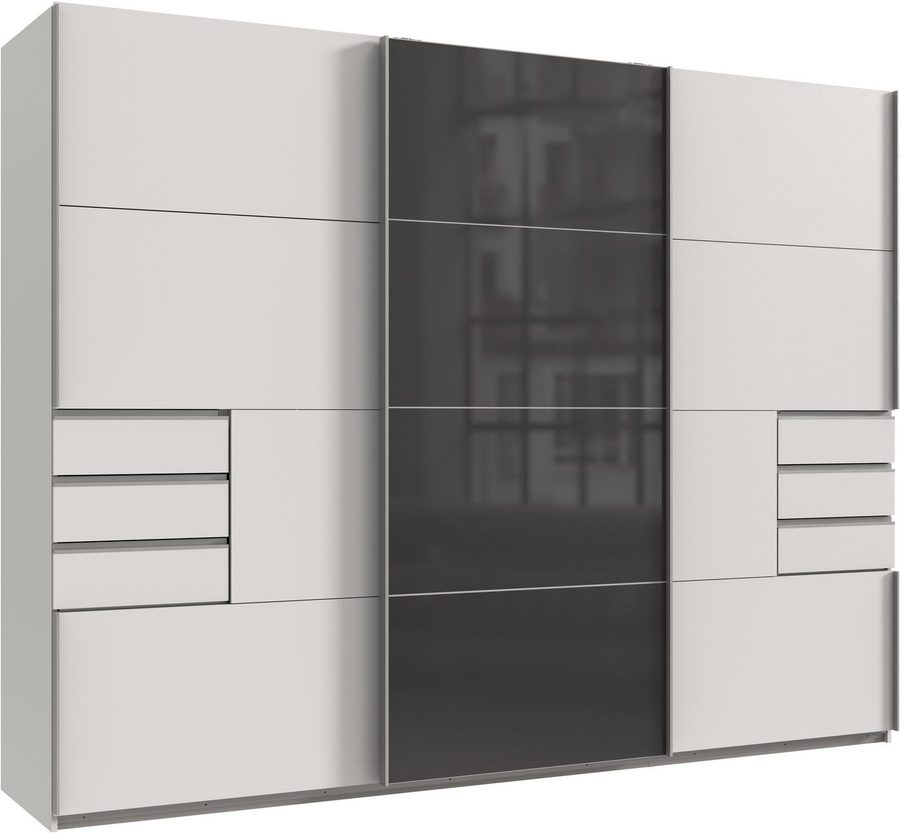 Wimex Schwebetürenschrank Saigon, Kleiderschrank mit Schiebetür mit Glaselementen, 3 Türen, 270cm breit