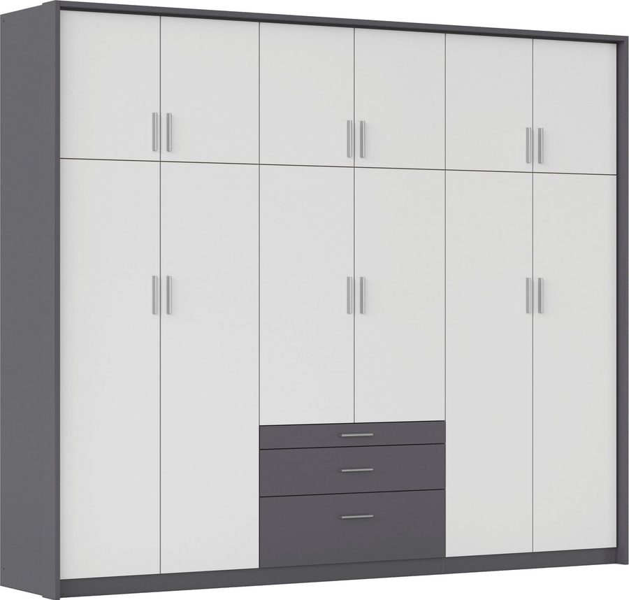 rauch Kleiderschrank Schrank Drehtürenschrank Garderobe Ankleide Schlafzimmer HILDESHEIM (Breiten: 185/275 cm, Höhe 231 cm) oberste Schublade mit praktischer Facheinteilung MADE IN GERMANY