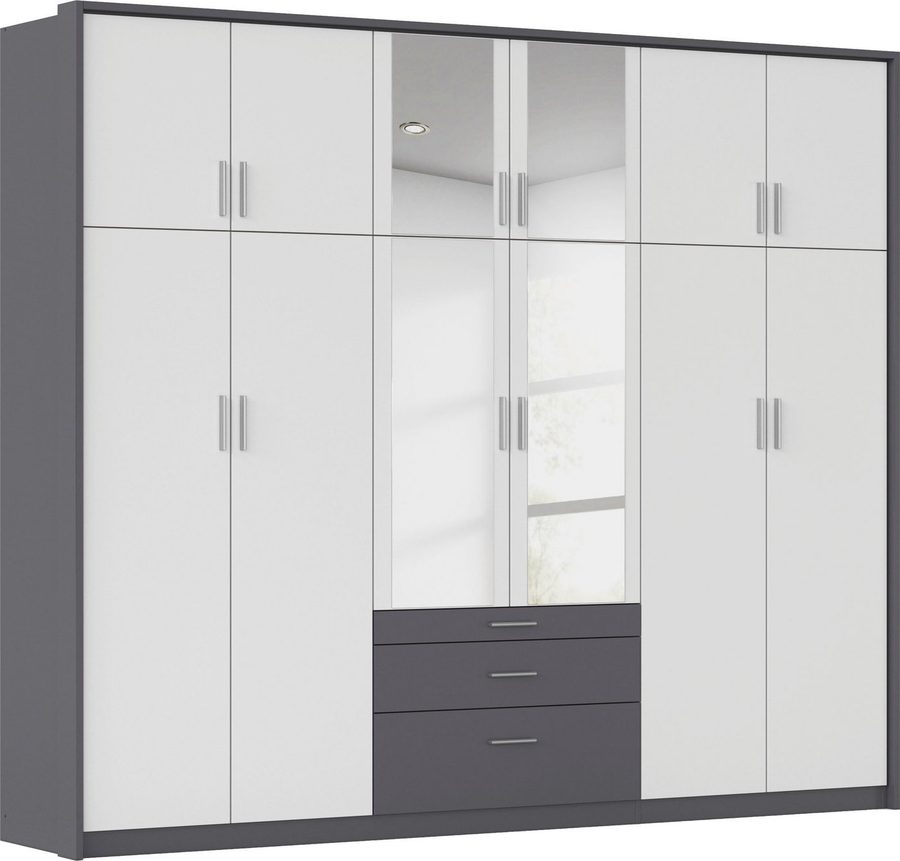 rauch Kleiderschrank Schrank Drehtürenschrank Garderobe Ankleide Schlafzimmer HILDESHEIM (Breiten: 185/275 cm, Höhe 231 cm) oberste Schublade mit praktischer Facheinteilung MADE IN GERMANY