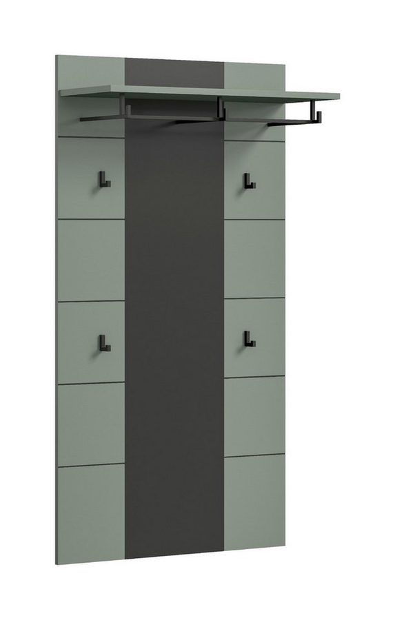 xonox.home Garderobenpaneel, Basalt grau/Smoke Green Melamin beschichtet 141x80x29 cm von xonox.home