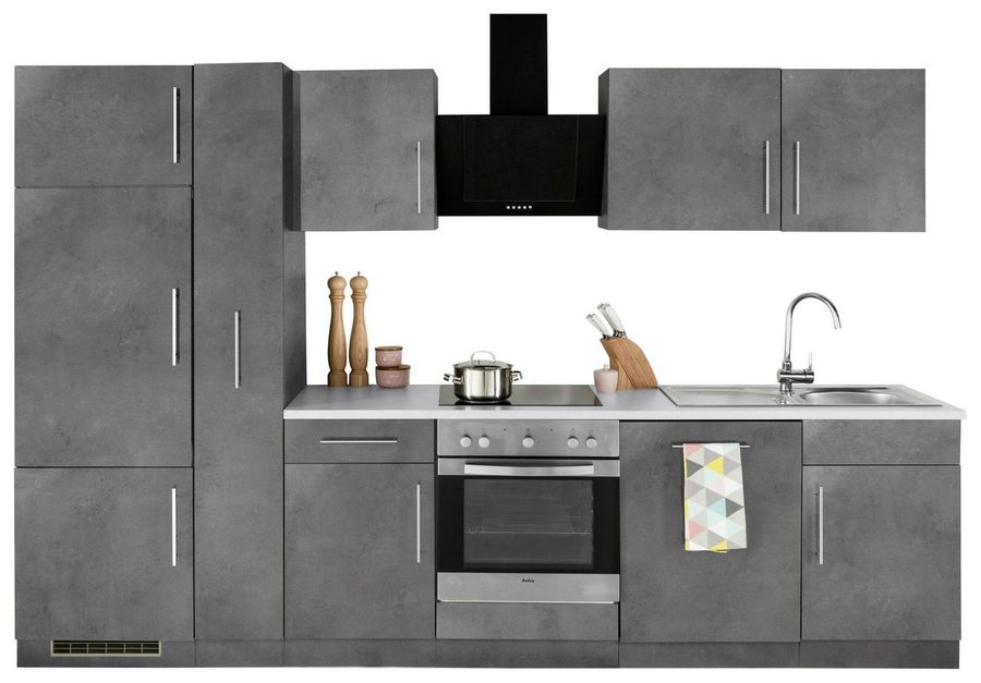wiho Küchen Küchenzeile Cali, mit E-Geräten, Breite 310 cm