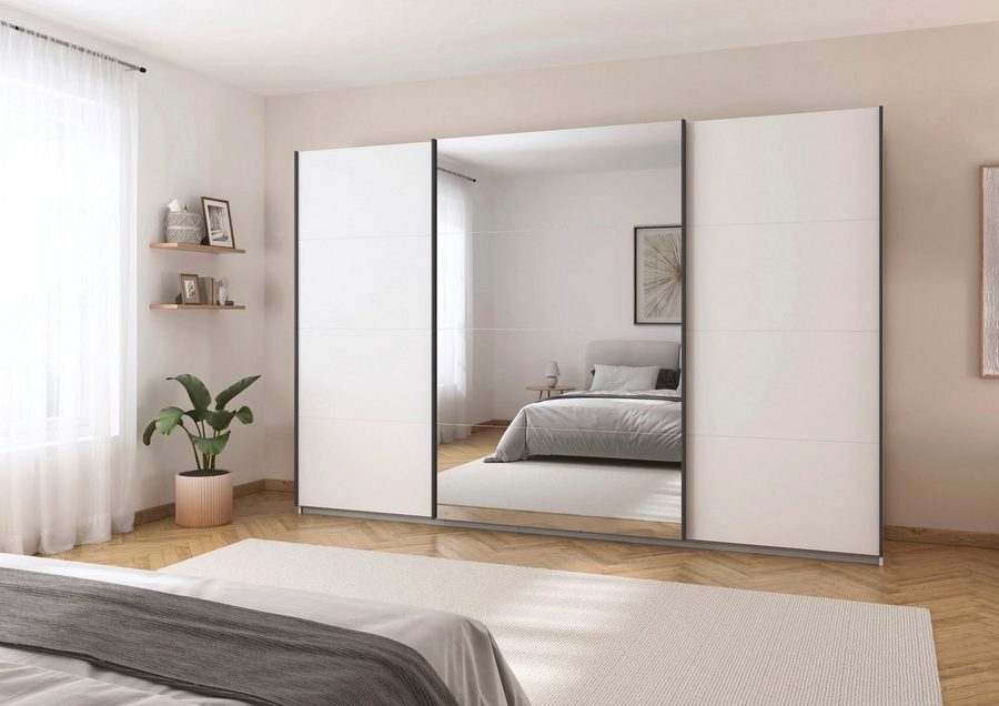 OTTO home Schwebetürenschrank Kleiderschrank Schrank Schlafzimmerschrank Garderobe AGORDO (Breiten 203/271/315/360 cm in drei Griff-Farben - NEU: Farbe SCHWARZ) Top Innenausstattung, in 4 Breiten und 2 Höhen MADE IN GERMANY