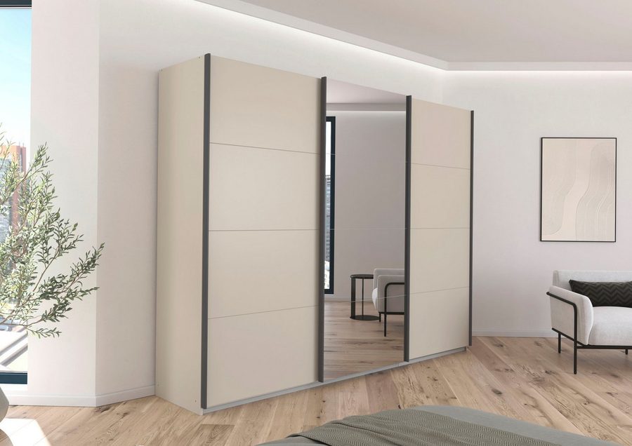 OTTO home Schwebetürenschrank Kleiderschrank Schrank Schlafzimmerschrank Garderobe AGORDO (Breiten 203/271/315/360 cm in drei Griff-Farben - NEU: Farbe SCHWARZ) Top Innenausstattung, in 4 Breiten und 2 Höhen MADE IN GERMANY
