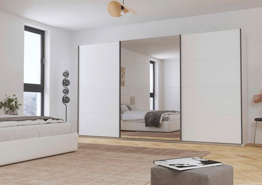 OTTO home Schwebetürenschrank Kleiderschrank Schrank Schlafzimmerschrank Garderobe AGORDO (Breiten 203/271/315/360 cm in drei Griff-Farben - NEU: Farbe SCHWARZ) Top Innenausstattung, in 4 Breiten und 2 Höhen MADE IN GERMANY