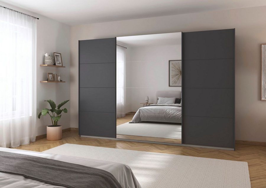 OTTO home Schwebetürenschrank Kleiderschrank Schrank Schlafzimmerschrank Garderobe AGORDO (Breiten 203/271/315/360 cm in drei Griff-Farben - NEU: Farbe SCHWARZ) Top Innenausstattung, in 4 Breiten und 2 Höhen MADE IN GERMANY
