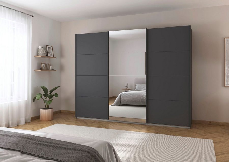 OTTO home Schwebetürenschrank Kleiderschrank Schrank Schlafzimmerschrank Garderobe AGORDO (Breiten 203/271/315/360 cm in drei Griff-Farben - NEU: Farbe SCHWARZ) Top Innenausstattung, in 4 Breiten und 2 Höhen MADE IN GERMANY