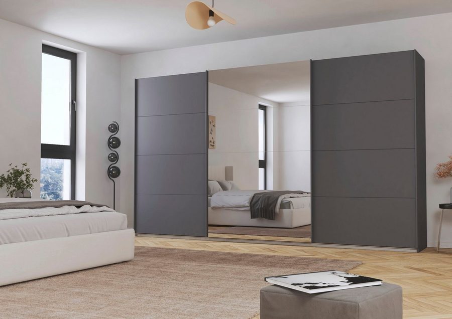 OTTO home Schwebetürenschrank Kleiderschrank Schrank Schlafzimmerschrank Garderobe AGORDO (Breiten 203/271/315/360 cm in drei Griff-Farben - NEU: Farbe SCHWARZ) Top Innenausstattung, in 4 Breiten und 2 Höhen MADE IN GERMANY