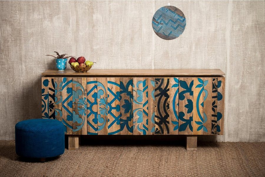 OTTO home Sideboard Layer, Kommode mit 4 dekorativen Türen, Breite 177 cm