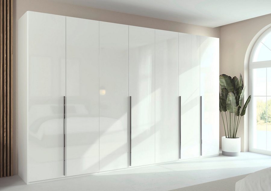 rauch Drehtürenschrank Kleiderschrank Schrank Garderobe Wäscheschrank BESTSELLER MONTCLAR (3 Ausstattungen BASIC/CLASSIC/PREMIUM (SOFT-CLOSE), Breiten 201-400 cm) Front in Glas/Hochglanz/Dekor/Grauspiegel in 5 Breiten MADE IN GERMANY