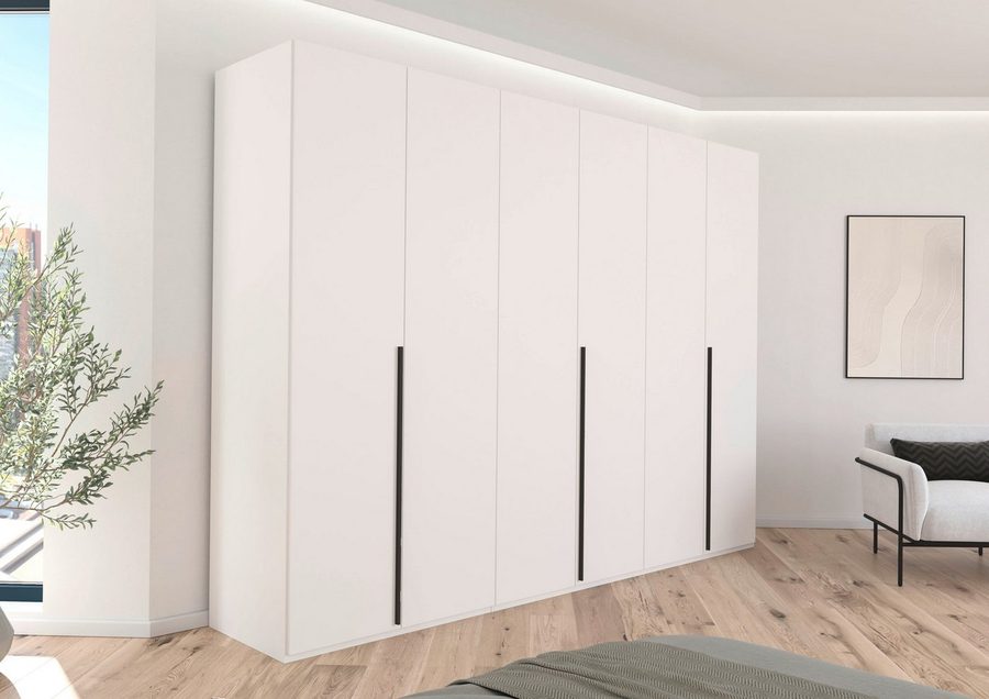 rauch Drehtürenschrank Kleiderschrank Schrank Garderobe Wäscheschrank BESTSELLER MONTCLAR (3 Ausstattungen BASIC/CLASSIC/PREMIUM (SOFT-CLOSE), Breiten 201-400 cm) Front in Glas/Hochglanz/Dekor/Grauspiegel in 5 Breiten MADE IN GERMANY
