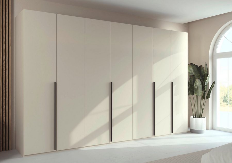 rauch Drehtürenschrank Kleiderschrank Schrank Garderobe Wäscheschrank BESTSELLER MONTCLAR (3 Ausstattungen BASIC/CLASSIC/PREMIUM (SOFT-CLOSE), Breiten 201-400 cm) Front in Glas/Hochglanz/Dekor/Grauspiegel in 5 Breiten MADE IN GERMANY
