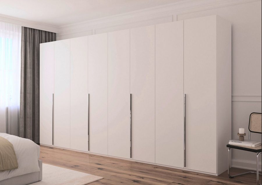 rauch Drehtürenschrank Kleiderschrank Schrank Garderobe Wäscheschrank BESTSELLER MONTCLAR (3 Ausstattungen BASIC/CLASSIC/PREMIUM (SOFT-CLOSE), Breiten 201-400 cm) Front in Glas/Hochglanz/Dekor/Grauspiegel in 5 Breiten MADE IN GERMANY