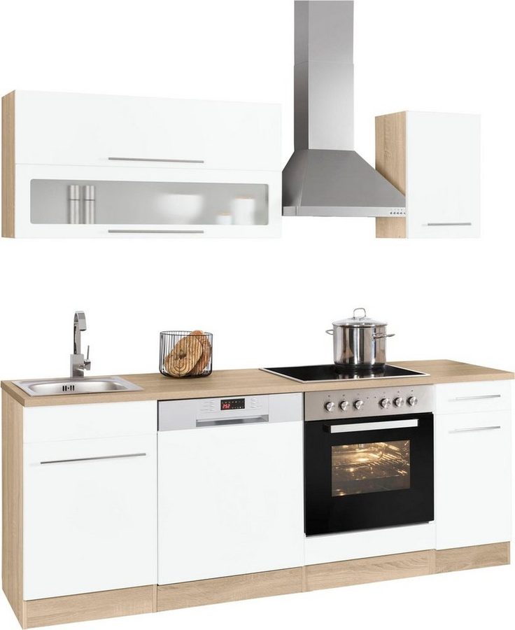KOCHSTATION Küchenzeile KS-Eton, mit E-Geräten, Breite 210 cm