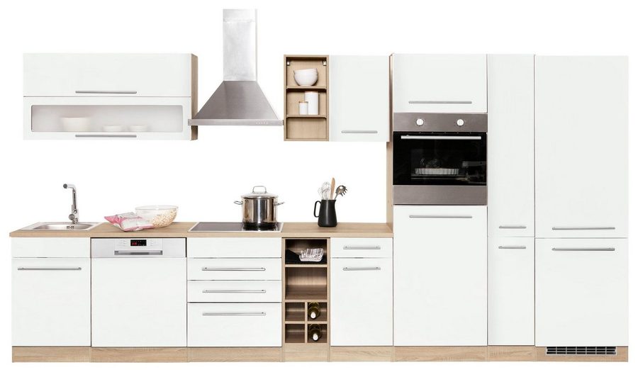 KOCHSTATION Küchenzeile KS-Eton, mit E-Geräten, Breite 390 cm
