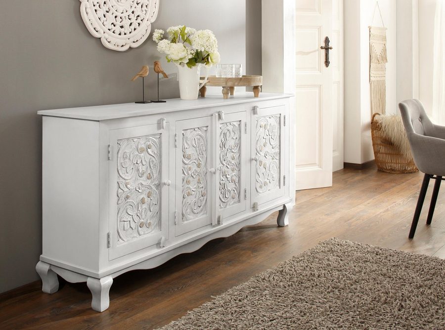 OTTO home Sideboard Rajat, Kommode aus Mangoholz mit Frontenfräsungen, Breite 175 cm