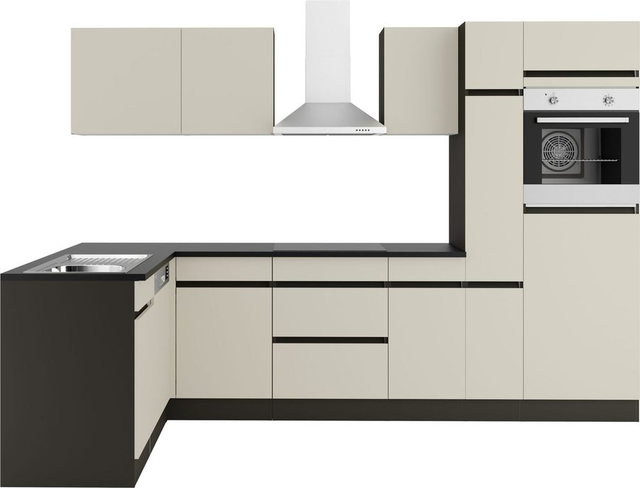 OPTIFIT Küchenzeile Roth, Stellmaße 300x175 cm, wahlweise mit E-Geräten, mit Apothekerschrank