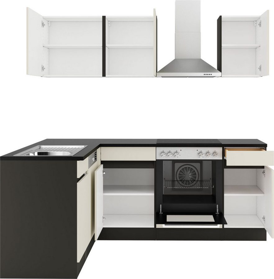 OPTIFIT Küchenzeile Roth, Stellmaße 210x175 cm, wahlweise mit E-Geräten, Push-to-Open