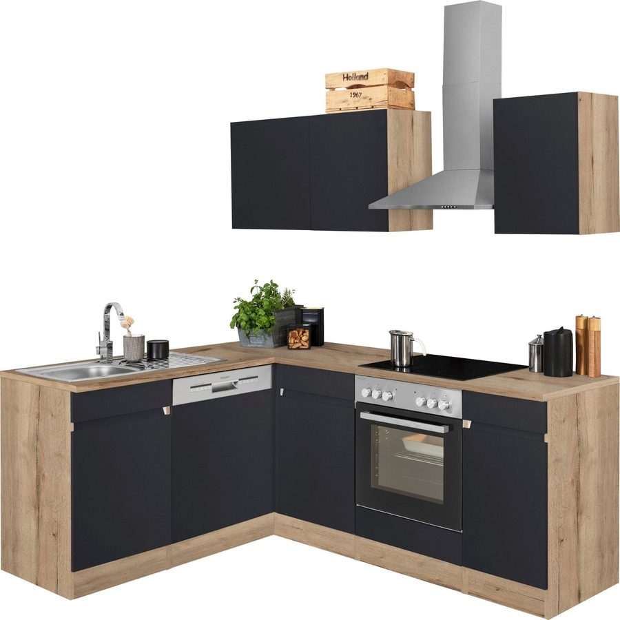 OPTIFIT Küchenzeile Roth, Stellmaße 210x175 cm,wahlweise mit E-Geräten, Push-to-Open-Funktion