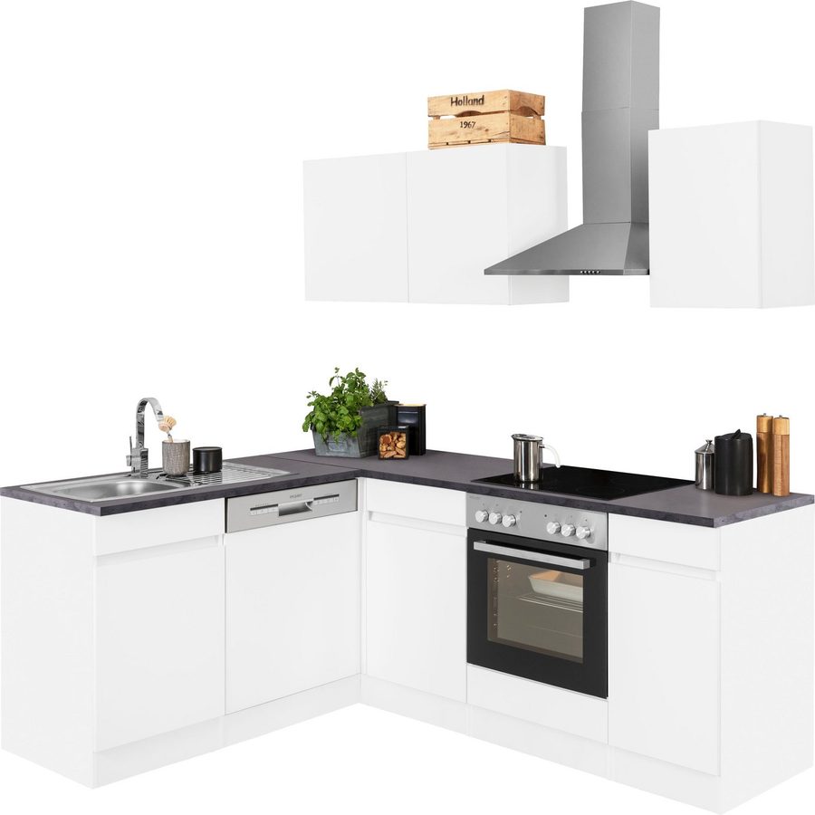 OPTIFIT Küchenzeile Roth, Stellmaße 210x175 cm,wahlweise mit E-Geräten, Push-to-Open-Funktion