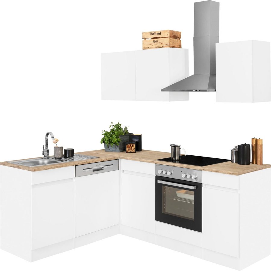 OPTIFIT Küchenzeile Roth, Stellmaße 210x175 cm,wahlweise mit E-Geräten, Push-to-Open-Funktion