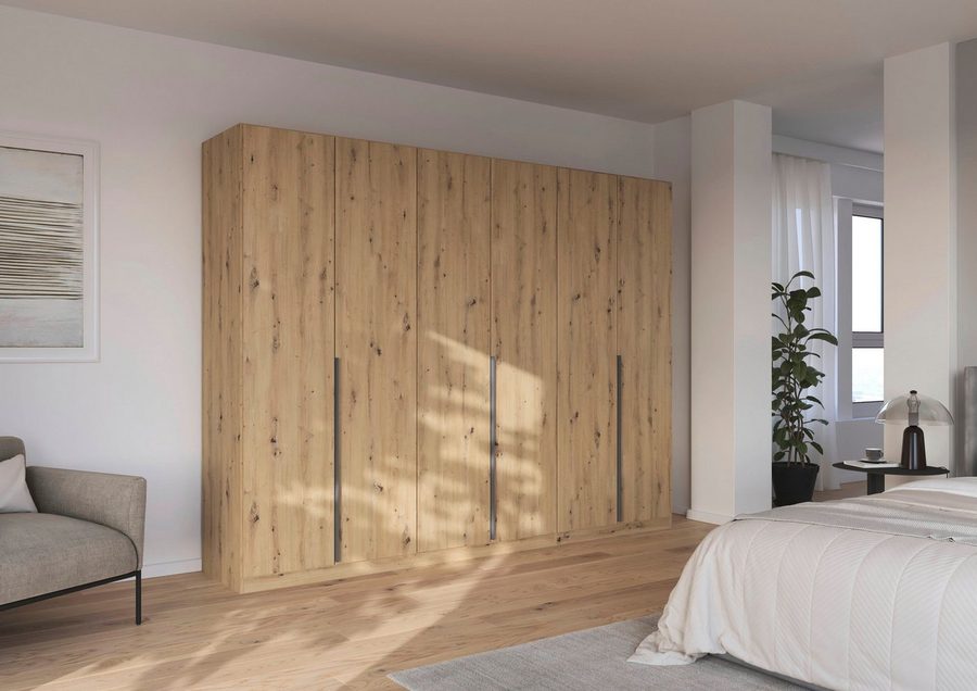 OTTO home Drehtürenschrank Kleiderschrank Schrank Garderobe AGORDO Schlafzimmer (in zwei Griff-Farben, Breiten 91-405 cm, Dekor- oder Hochglanzfront) durchdachte Innenausstattung, in 8 Breiten und 2 Höhen MADE IN GERMANY