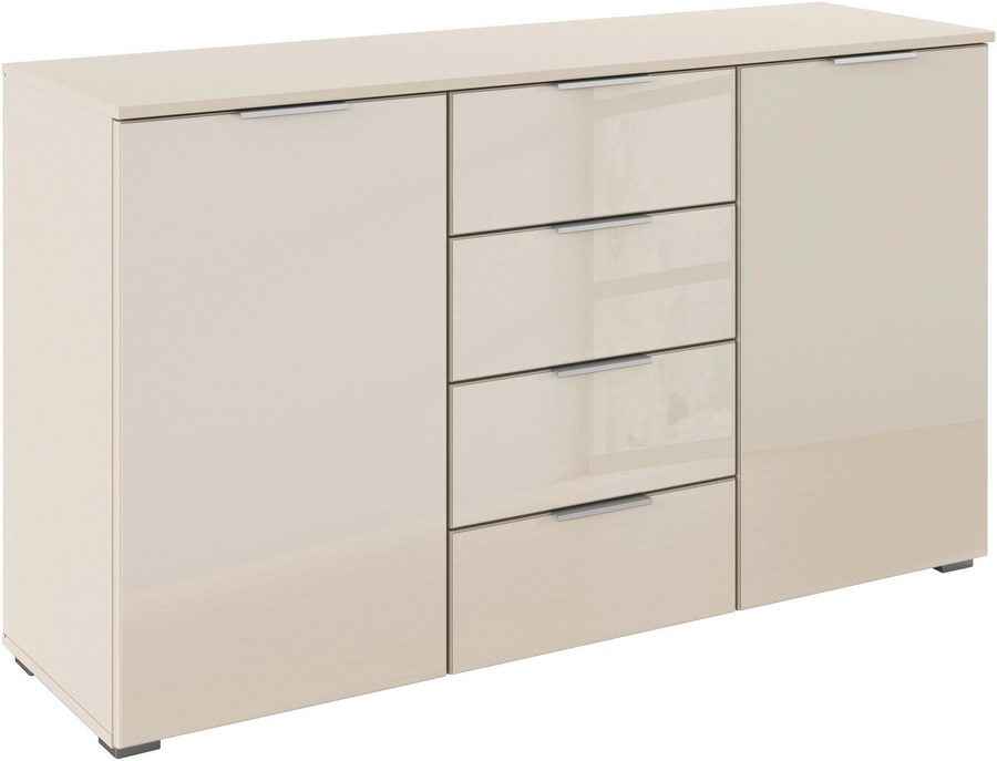 OTTO home Kombikommode Sideboard Kombikommode Schubladenkommode AGORDO mit Glasfront (in zwei Griff-Farben, Breite 120 cm), vier große Schubladen, mit insgesamt 4 Einlegeböden MADE IN GERMANY von OTTO home