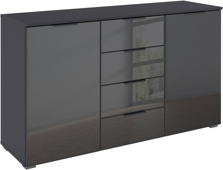 OTTO home Kombikommode Sideboard Kombikommode Schubladenkommode AGORDO mit Glasfront (in zwei Griff-Farben, Breite 120 cm), vier große Schubladen, mit insgesamt 4 Einlegeböden MADE IN GERMANY von OTTO home