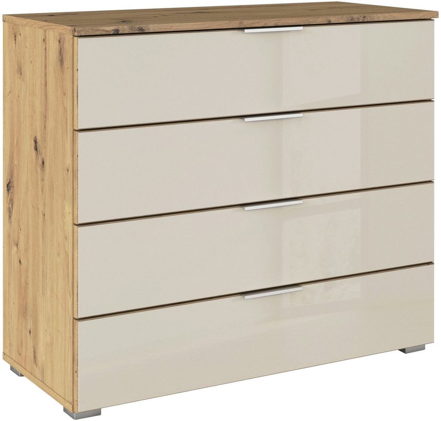 OTTO home Schubkastenkommode Sideboard Schubladenkommode Schubladenkommode AGORDO mit Glasfront (in zwei Griff-Farben, Breite 80 cm), vier große und geräumige Schubladen mit viel Stauraum MADE IN GERMANY von OTTO home