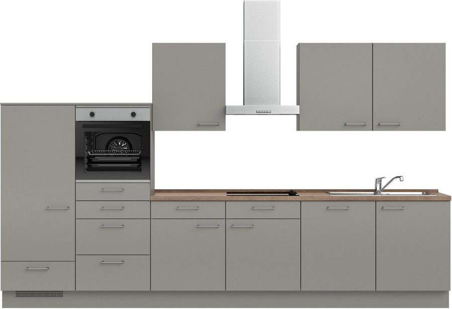 nobilia® Küchenzeile "Laser I", NEU: individuell anpassbar mit gratis Profi-Beratung, vormontiert, 360 cm breit, optional mit verschiedenen E‑Geräte-Sets