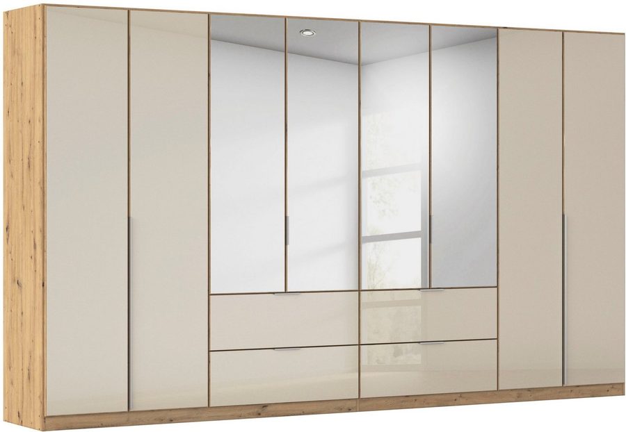 OTTO home Drehtürenschrank Kleiderschrank Kleiderschränke Schrank Garderobe AGORDO mit Glasfront (in zwei Griff-Farben, Breiten 91-360 cm) mit Außenschubkästen, in 7 Breiten und 2 Höhen MADE IN GERMANY