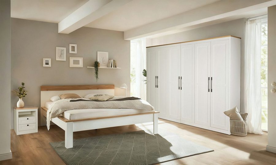 OTTO home Kleiderschrank Büsum Schlafzimmer Schrank mit 6 Türen (stabile robuste Bauweise mit optimaler Aufteilung - Breite 3m) Schlafzimmerschrank Landhaus Design Garderobe Schrank Bestseller