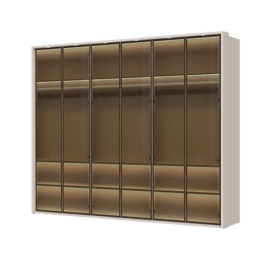 OTTO home Drehtürenschrank Opera Parsol-Glastüren, LED-Glasbodenbeleuchtung, mit und ohne Kranz Glastüren, UV-Lack, LED-Innenbeleuchtung, Soft-Close-Funktion