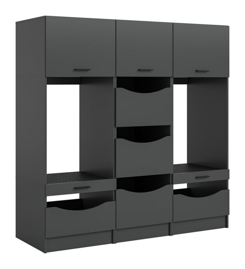 welltime Mehrzweckschrank-Set FALAS, 3-teilig, Hauswirtschaftsraum Set, Breite 192 cm, (Set, 3-St., bestehend aus: 2x Waschmaschinenumbauschrank und 1x Wäscheschrank), Kombination, Waschmaschinenumbau, Waschmaschinenschrank, Wäschekammer