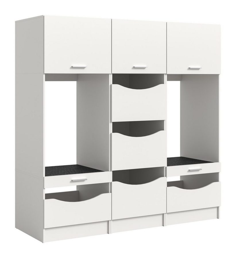 welltime Mehrzweckschrank-Set FALAS, 3-teilig, Hauswirtschaftsraum Set, Breite 192 cm, (Set, 3-St., bestehend aus: 2x Waschmaschinenumbauschrank und 1x Wäscheschrank), Kombination, Waschmaschinenumbau, Waschmaschinenschrank, Wäschekammer
