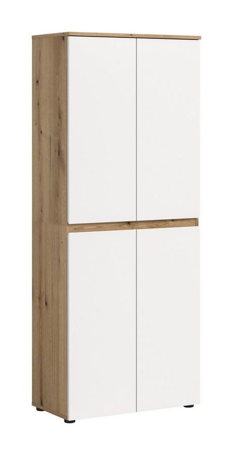 furnling Mehrzweckschrank Sarca - in 5 trendigen Farben 1 Kleiderstange, 4 Türen, 9 Fächer, Universalschrank, Höhe 175 cm von furnling