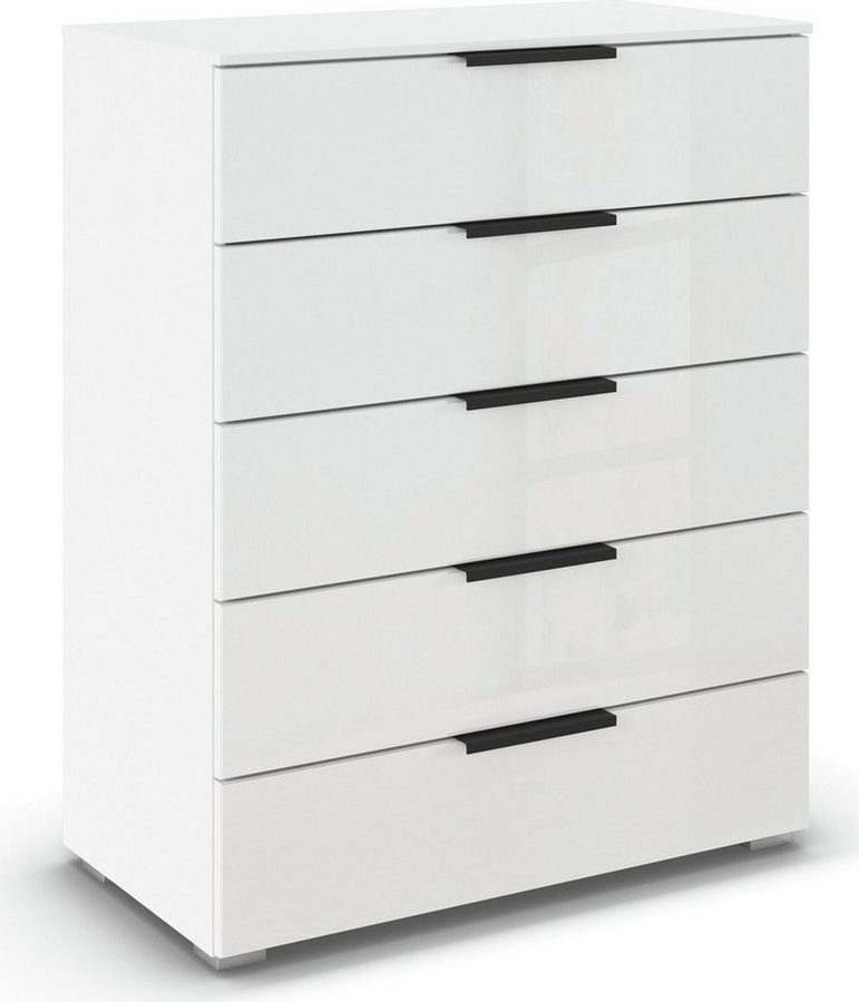rauch Schubkastenkommode Highboard Sideboard Kommode MONTCLAR Frontauswahl Dekor/Hochglanz/Glas (in 2 Breiten: 40 oder 80 cm / Höhe 100 cm, inkl. Soft-Close-Funktion), mit 5 geräumigen Schubladen, viele Griffvarianten MADE IN GERMANY